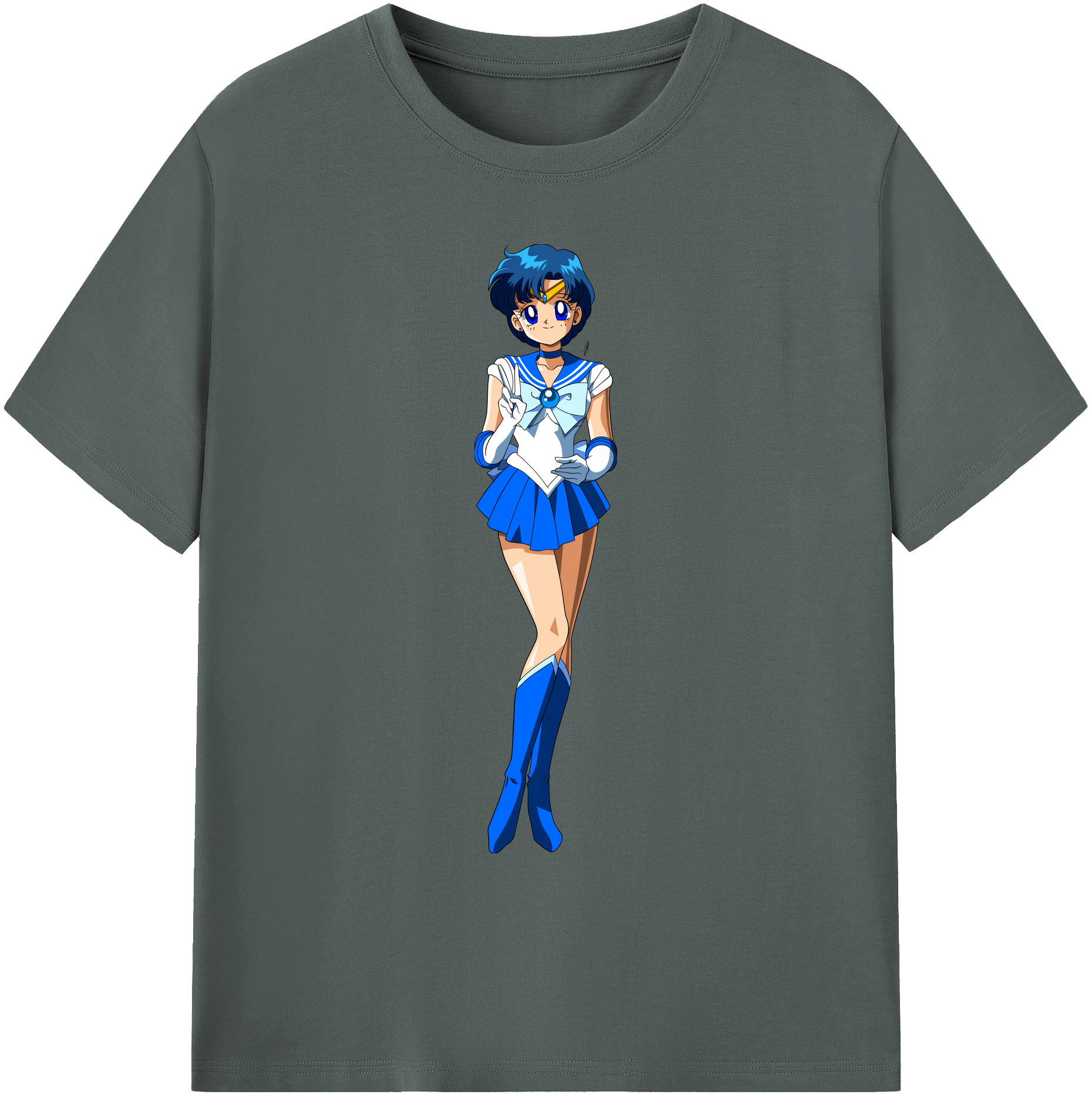 （画像用） 美少女戦士セーラームーン 水野 亜美 みずの あみ Sailor Moon Mizuno Ami 綿100％ メンズ半袖Tシャツ｜肌触りやわらか＆通気性